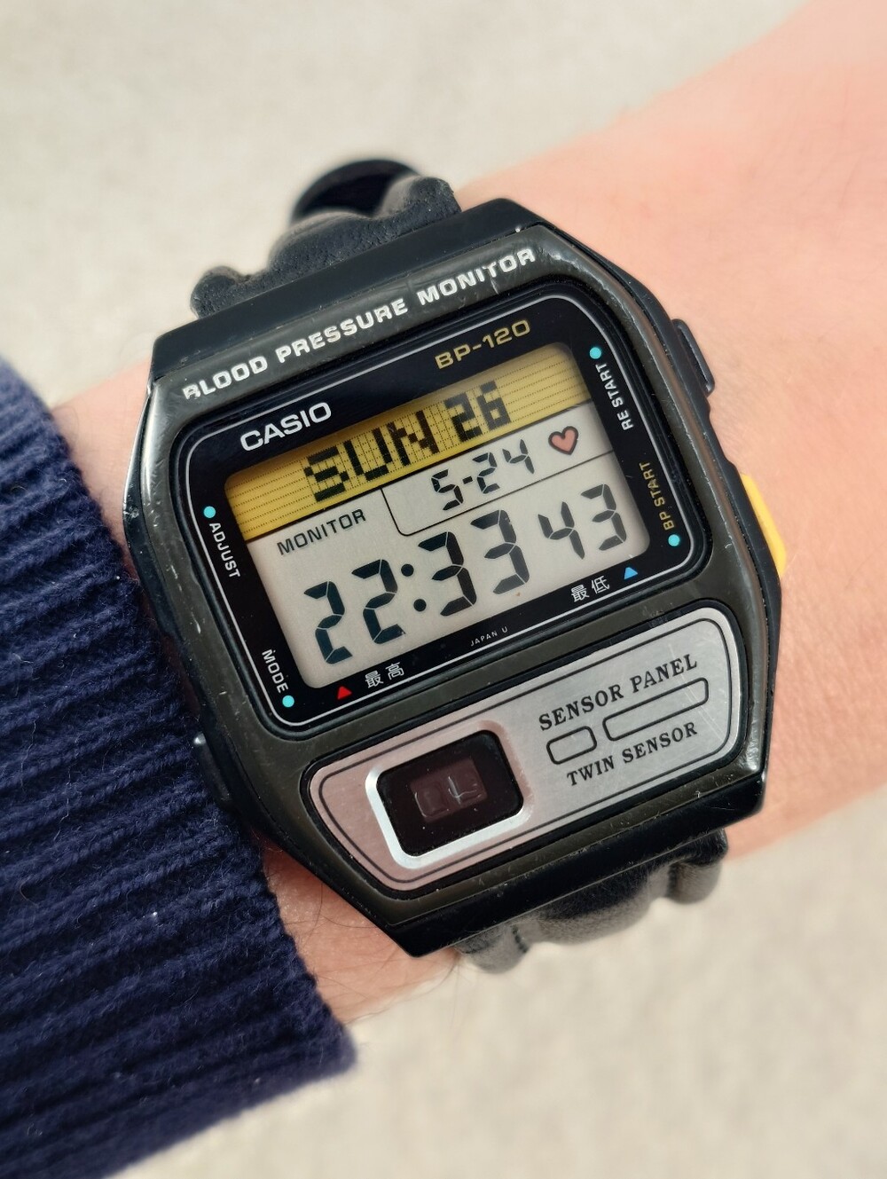 Casio Men’s Watch BP-120 Blood Pressure Monitor Vintage 37mm RARE New Battery